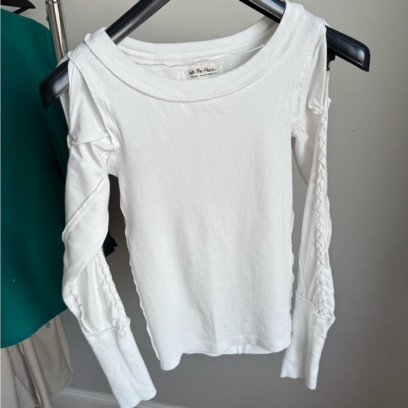 Free People Daisy Chain Cuffed Long Sleeve Top in Ivory sz. XS - Picture 3 of 12